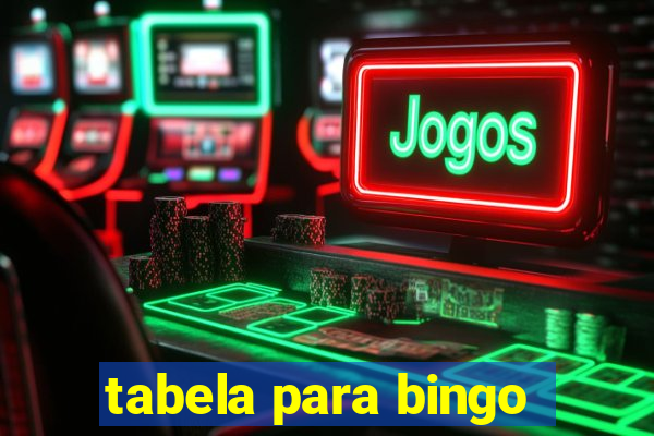 tabela para bingo