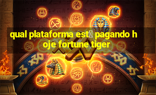 qual plataforma est谩 pagando hoje fortune tiger